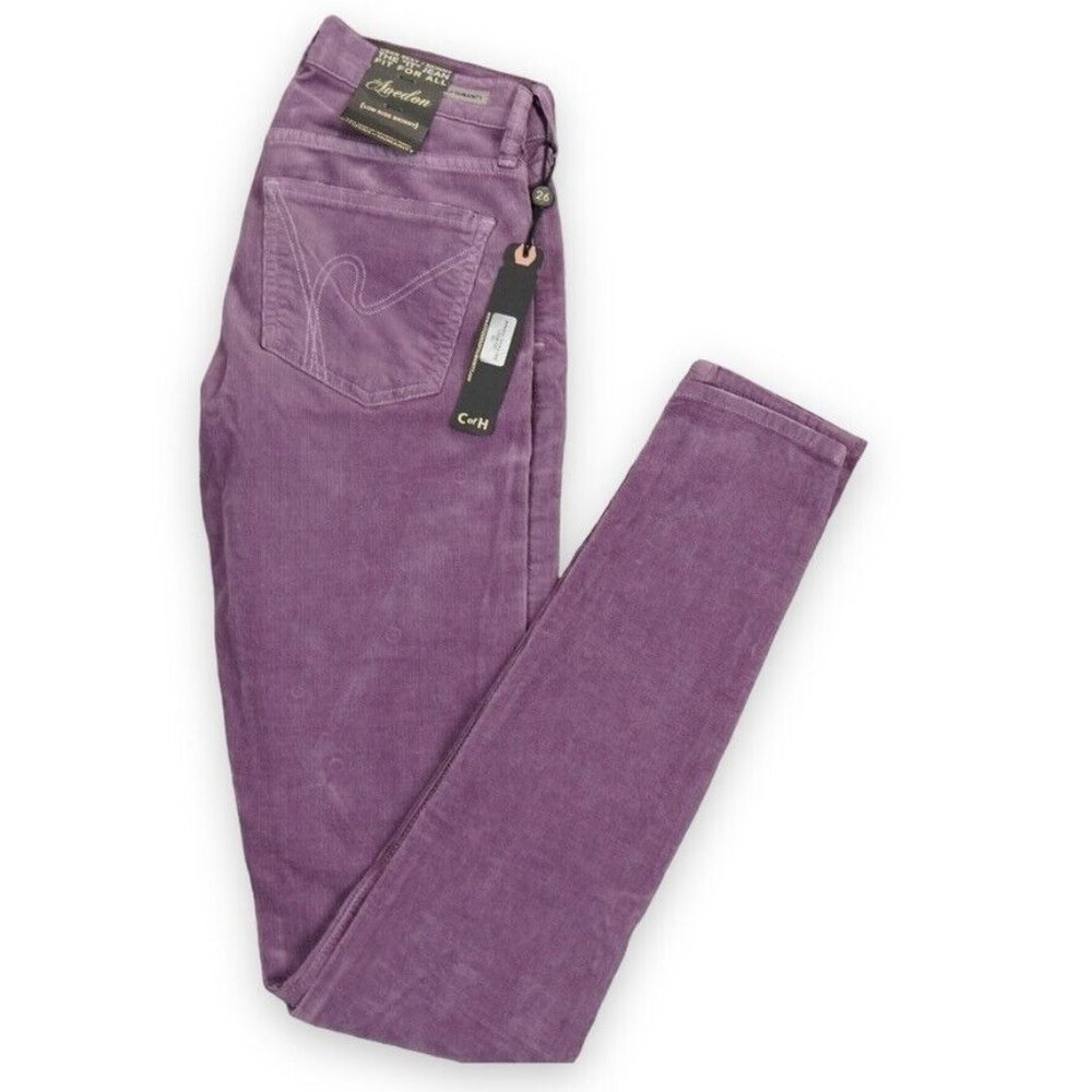 Citizens of Humanity Jeans Womens 26 Purple Avedon Skinny Legs Low Rise Corduroy